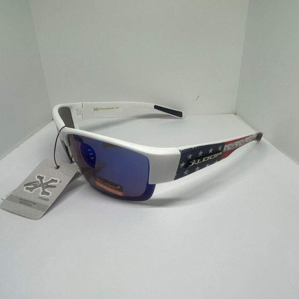 X-Loop Mirrored Patriotic Sport Sunglasses UV400 Protection Wrap Style